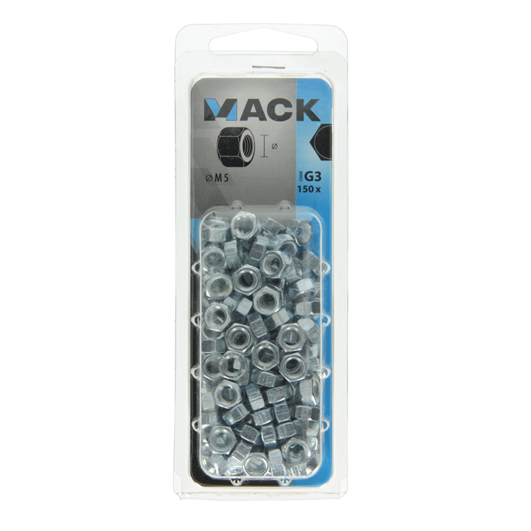 Mack 1018109 - écrou hexagonal en acier galvanisé 150 pcs m 5 | 5 pièces