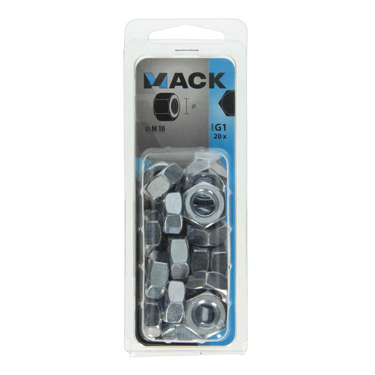 Mack 1018112 - écrou hexagonal en acier galvanisé 20 pcs m 10 | 5 pièces