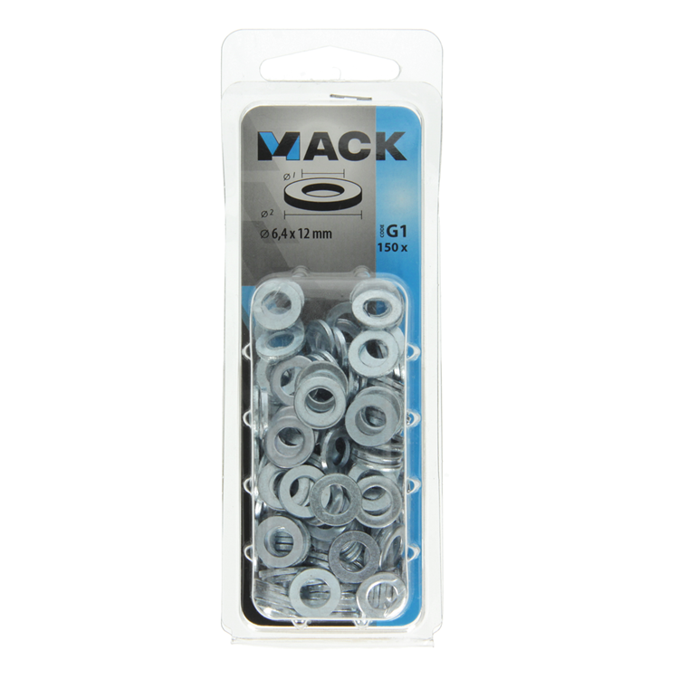 Mack 1018116 - rondelle acier galvanisé 150 pcs 6,4 x 12 mm | 5 pièces