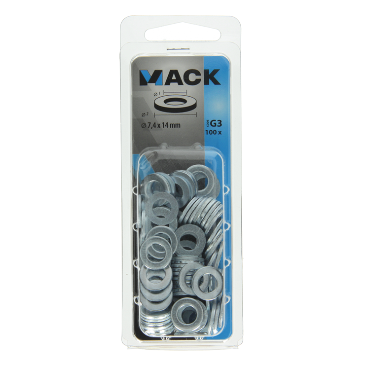 Mack 1018117 - rondelle acier galvanisé 100 pcs 7,4 x 14 mm | 5 pièces