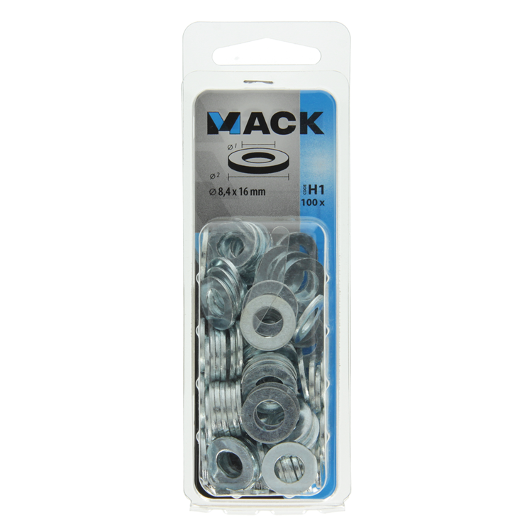 Mack 1018118 - rondelle acier galvanisé 100 pcs 8,4 x 16 mm | 5 pièces