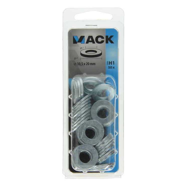 Mack 1018119 - rondelle acier galvanisé 50 pcs 10,5 x 20 mm | 5 pièces