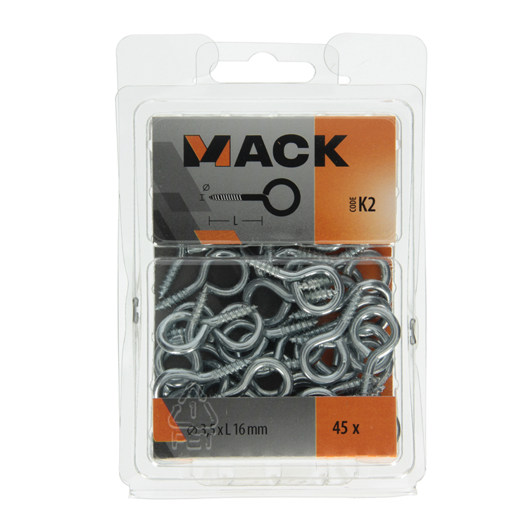 Mack 1018135 - oeil à vis en acier galvanisé 45pcs 3,5 x 16 mm | 5 pièces