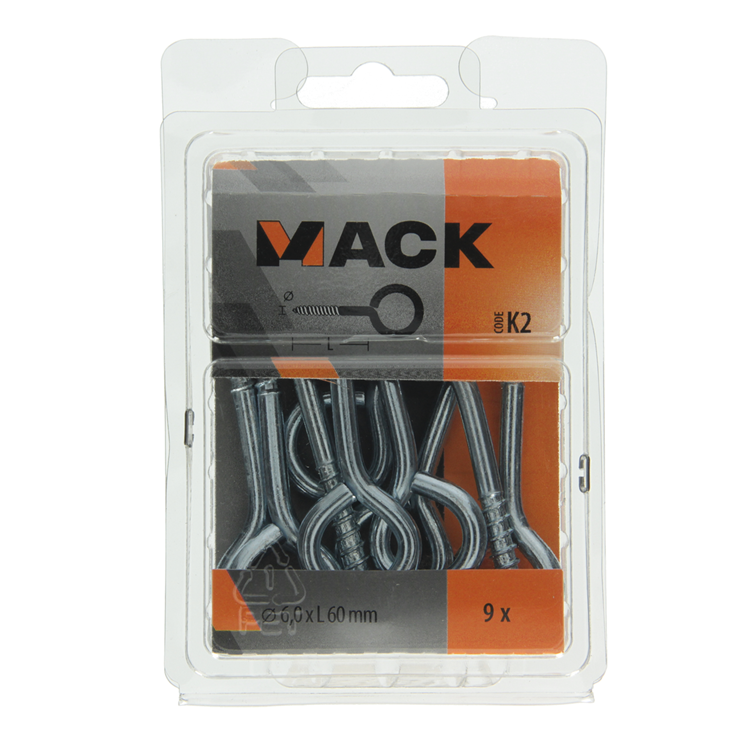 Mack 1018139 - oeil à vis en acier galvanisé 9 pcs 6,0 x 60 mm | 5 pièces