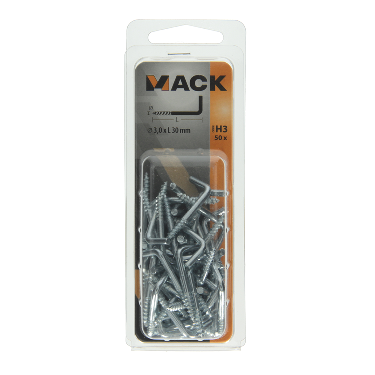 Mack 1018142 - vis à pouce en acier galvanisé 50 pcs 3,0 x 30 mm | 5 pièces