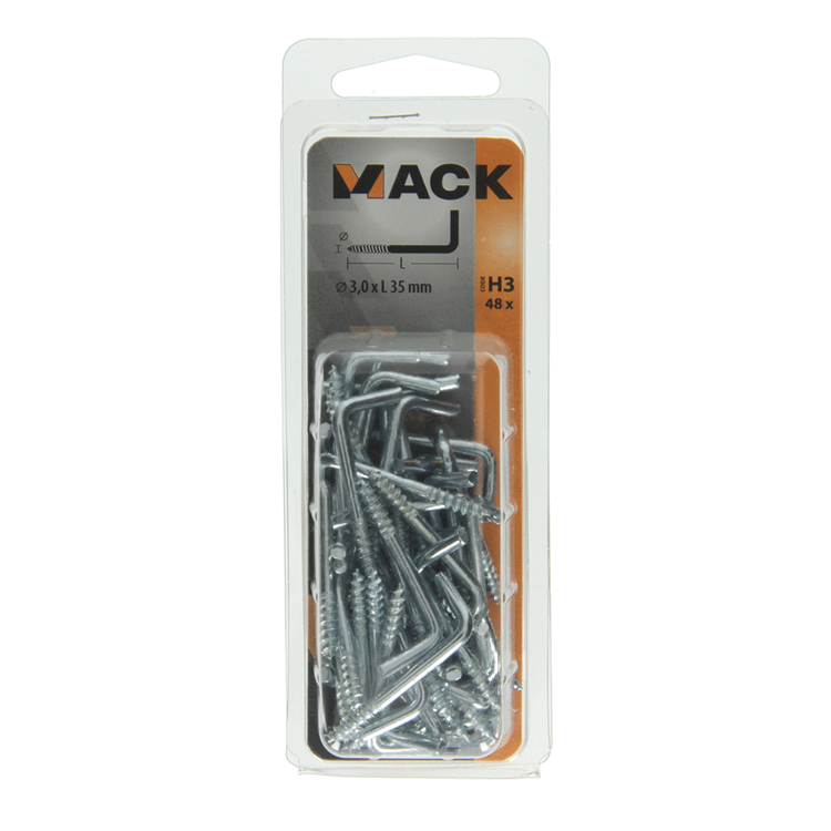 Mack 1018143 - vis à pouce en acier galvanisé 48 pcs 3,0 x 35 mm | 5 pièces