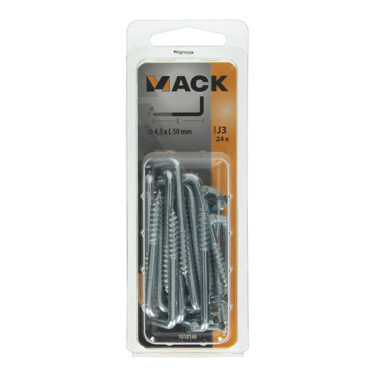 Mack 1018146 - vis à pouce en acier galvanisé 24 pcs 4,5 x 50 mm | 5 pièces