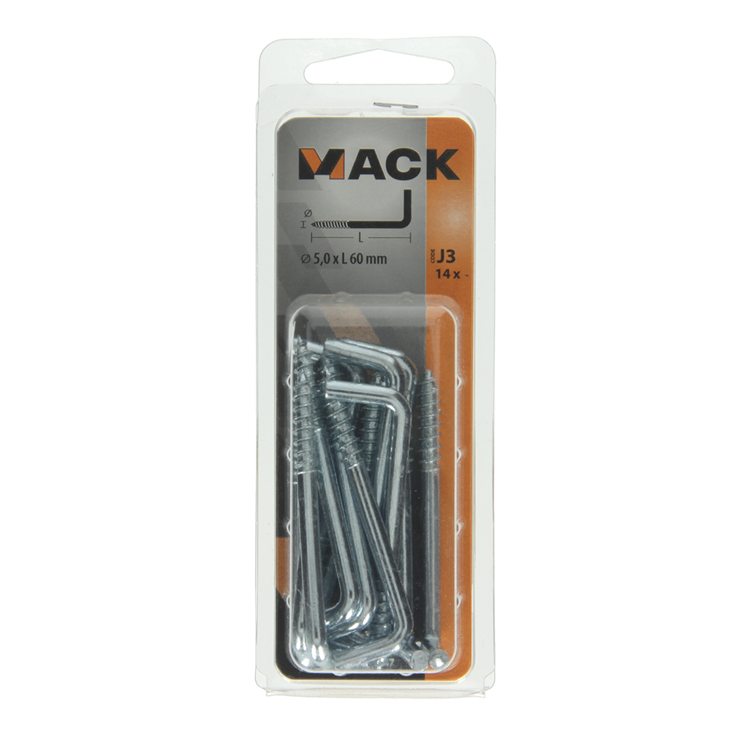 Mack 1018147 - vis à pouce en acier galvanisé 14 pcs 5,0 x 60 mm | 5 pièces
