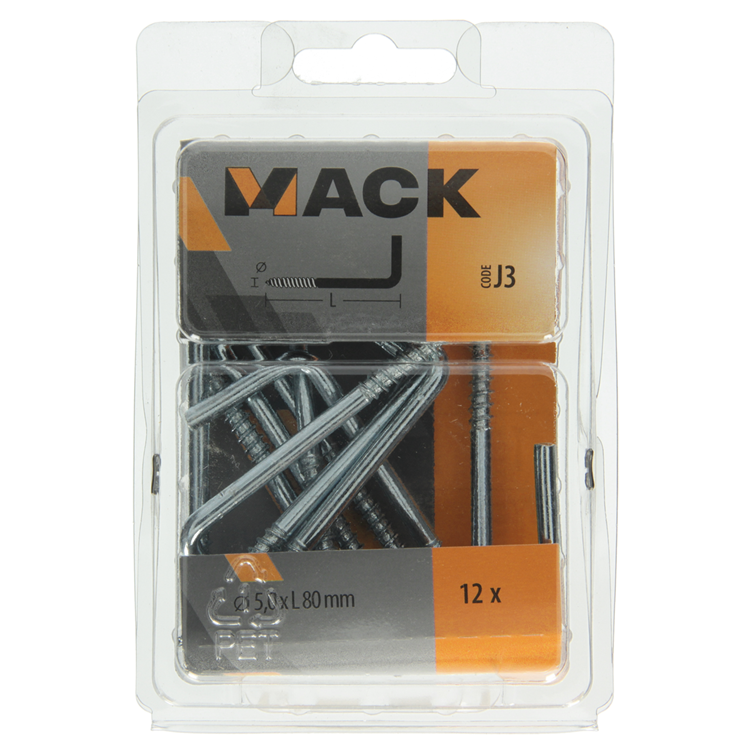 Mack 1018148 - vis à pouce en acier galvanisé 12 pcs 5,0 x 80 mm | 5 pièces