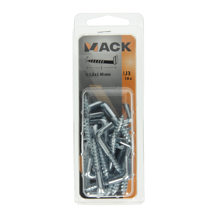 Mack 1018149 - vis à oreilles avec fente galvanisée 18 pcs 5,0 x 40 mm | 5 pièces