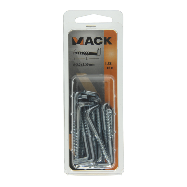 Mack 1018150 - vis à oreilles avec fente galvanisée 16 pcs 5,0 x 50 mm | 5 pièces