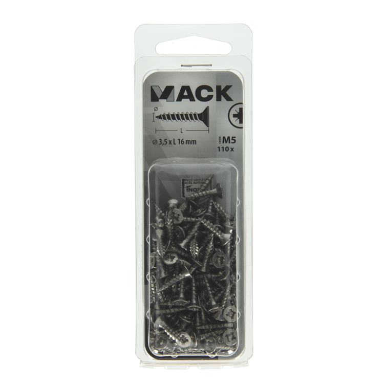 Mack 1019981 - vis pour panneaux d'aggloméré tête VZ acier inoxydable 110 pcs 3,5 x 16 mm | 5 pièces