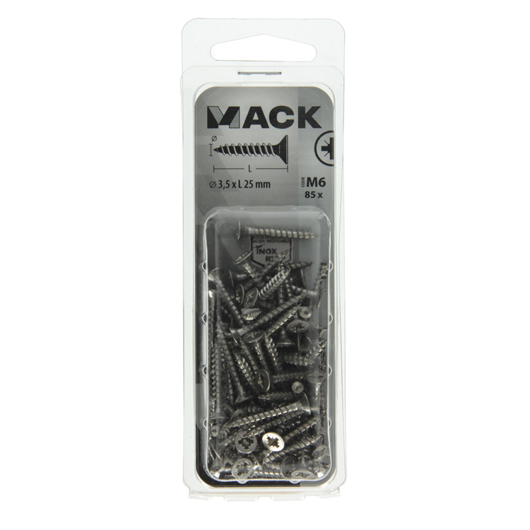 Mack 1019983 - vis pour panneaux d'aggloméré tête VZ acier inoxydable 85 pcs 3,5 x 25 mm | 5 pièces