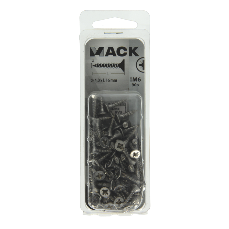 Mack 1019985 - vis pour panneaux d'aggloméré tête VZ acier inoxydable 90 pièces 4,0 x 16 mm | 5 pièces