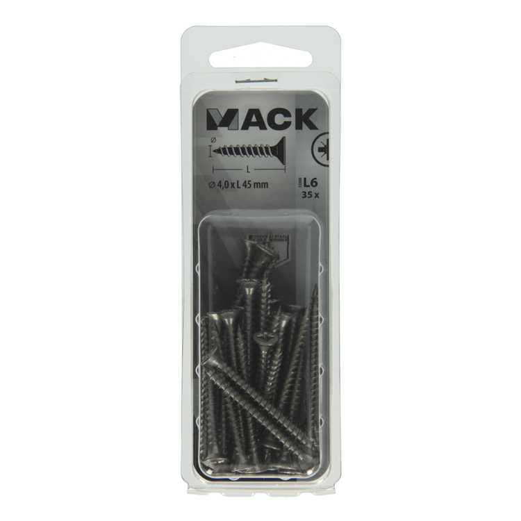 Mack 1019991 - vis pour panneaux d'aggloméré tête VZ acier inoxydable 35 pièces 4,0 x 45 mm | 5 pièces