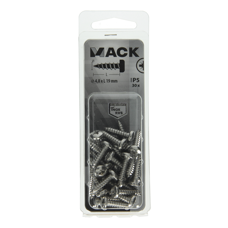 Mack 1020019 - vis autotaraudeuse culasse a2 30 pcs 4,8 x 19 mm | 5 pièces
