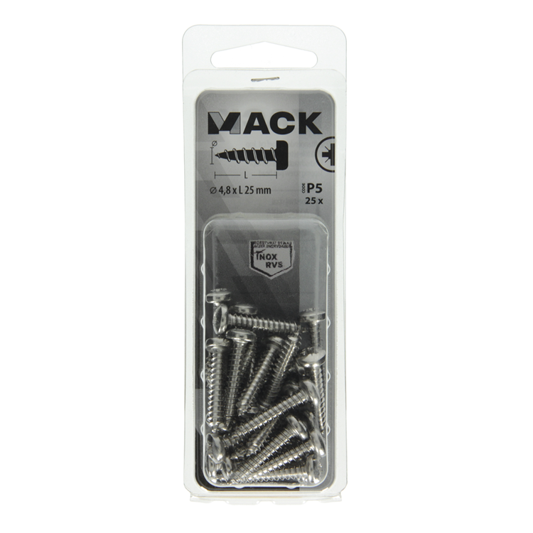 Mack 1020020 - vis autotaraudeuse culasse a2 25 pcs 4,8 x 25 mm | 5 pièces