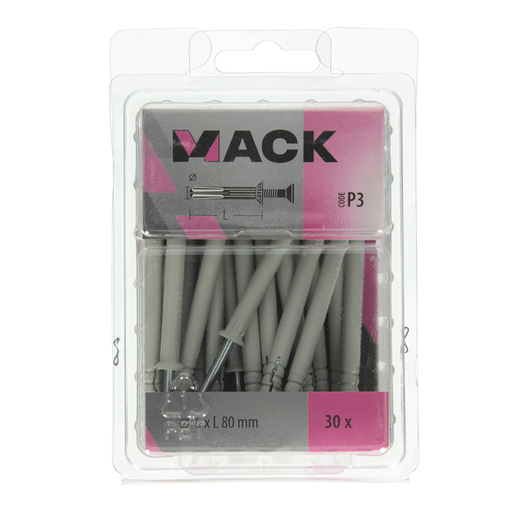 Mack 1018166 - bouchon à clous en nylon polyamide 30 pièces 6 x 80 mm | 3 pièces