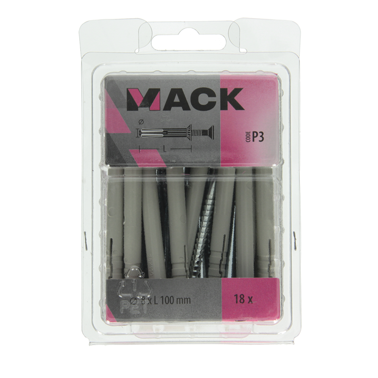 Mack 1018169 - bouchon à clous en nylon polyamide 18 pièces 8 x 100 mm | 3 pièces