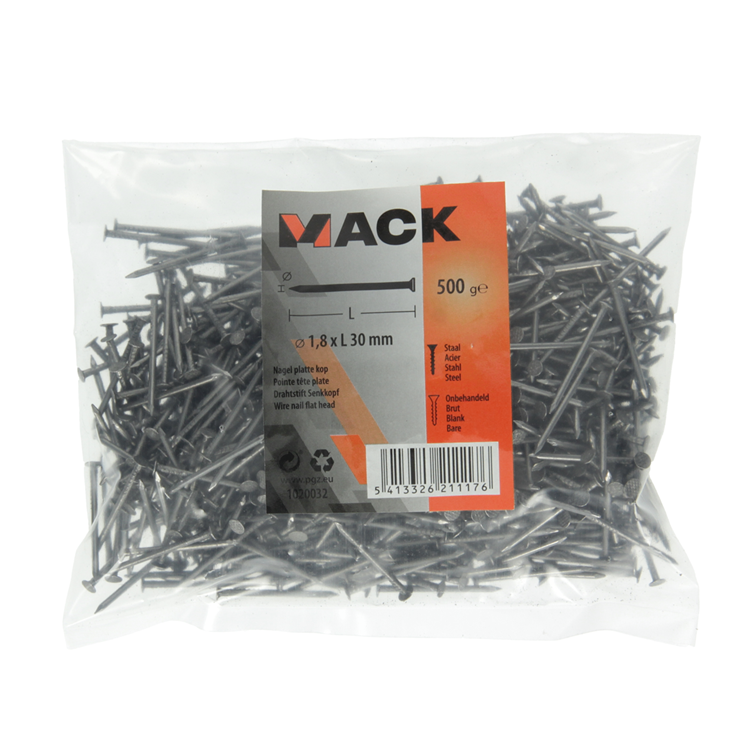 Mack 1020032 - clou tête plate 500 gr 1,8 x 30 mm | 10 pièces