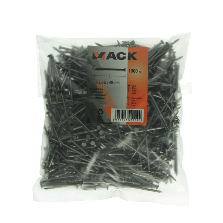 Mack 1020034 - clou tête plate 1000 gr 2,0 x 40 mm | 10 pièces