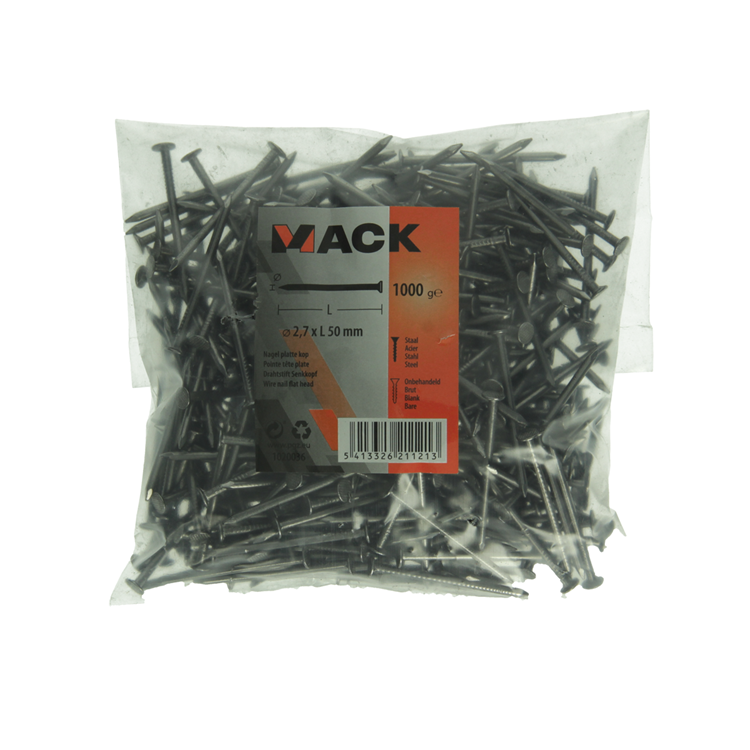 Mack 1020036 - clou tête plate 1000 gr 2,7 x 50 mm | 10 pièces