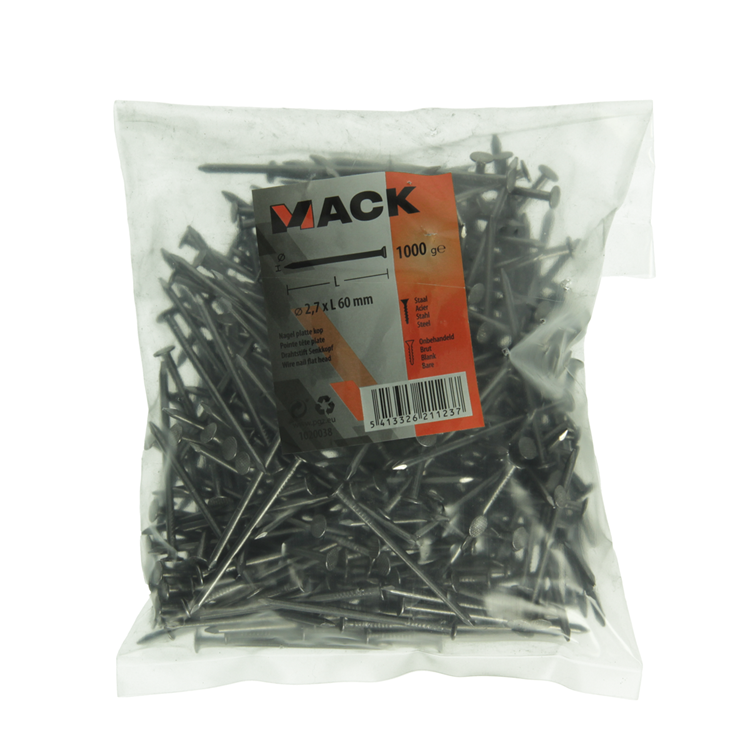 Mack 1020038 - clou tête plate 1000 gr 2,7 x 60 mm | 10 pièces
