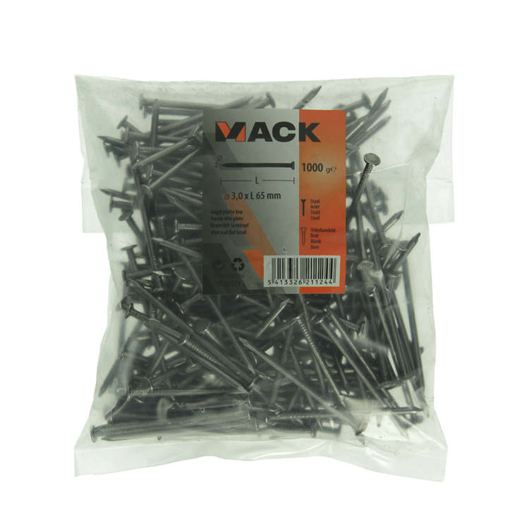 Mack 1020039 - clou tête plate 1000 gr 3,0 x 65 mm | 10 pièces