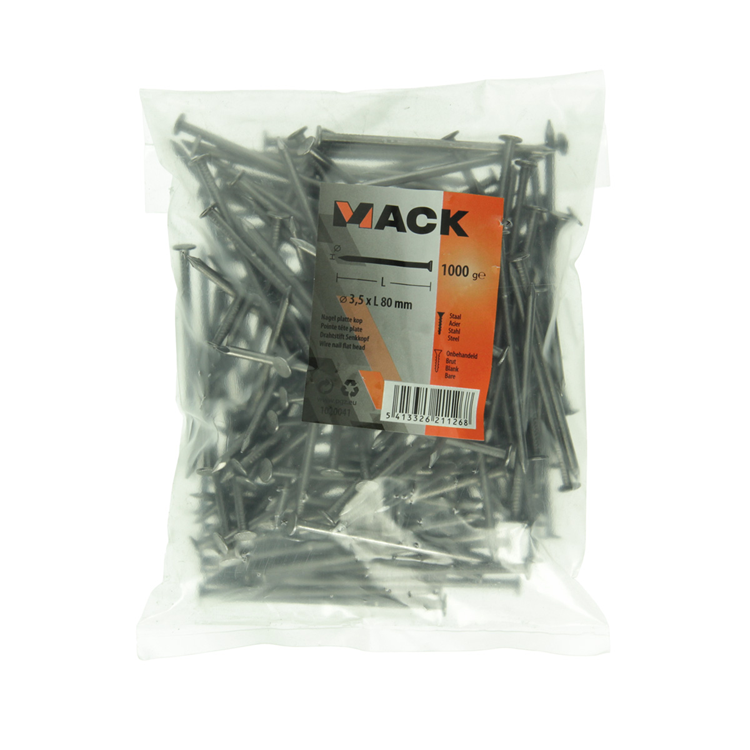 Mack 1020041 - clou tête plate 1000 gr 3,5 x 80 mm | 10 pièces