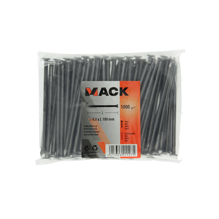Mack 1020042 - clou tête plate 1000 gr 4,0 x 100 mm | 10 pièces