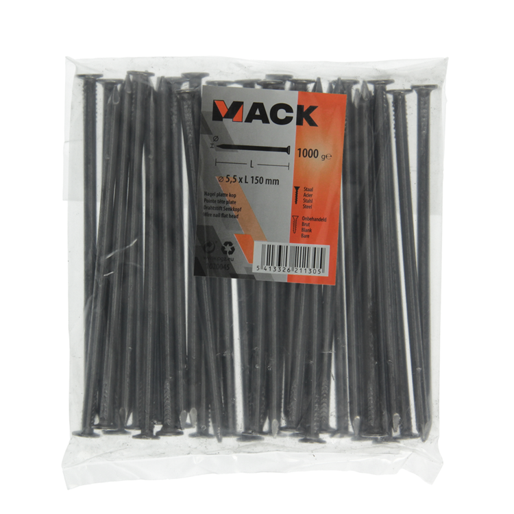 Mack 1020045 - clou tête plate 1000 gr 5,5 x 150 mm | 10 pièces