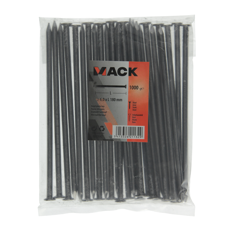 Mack 1020047 - clou tête plate 1000 gr 6,0 x 180 mm | 10 pièces