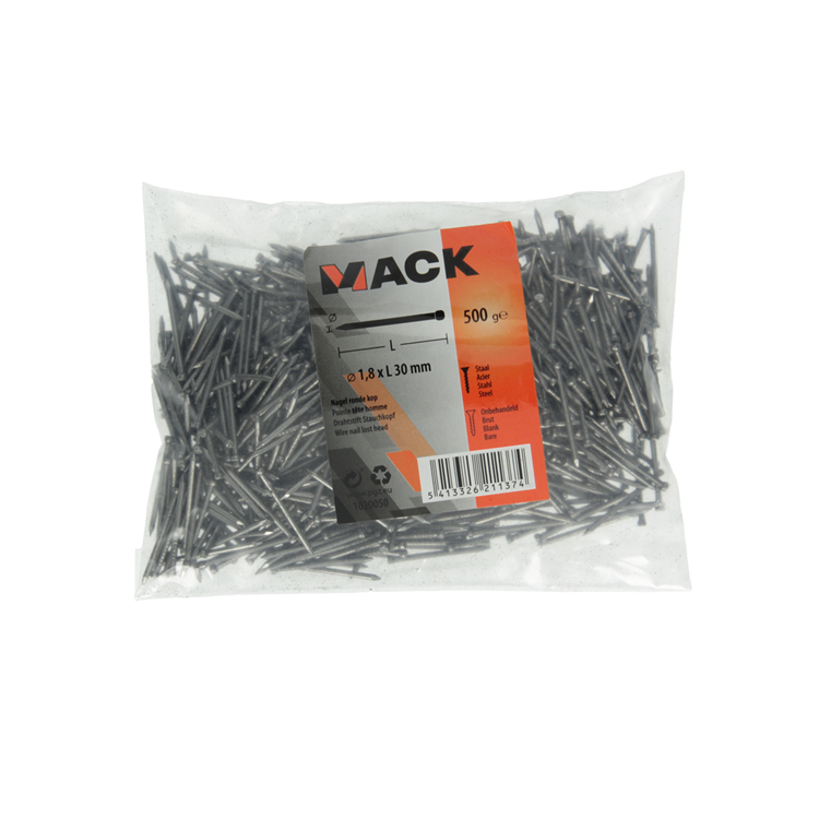 Mack 1020050 - clou tête ronde 500 gr 1,8 x 30 mm | 10 pièces