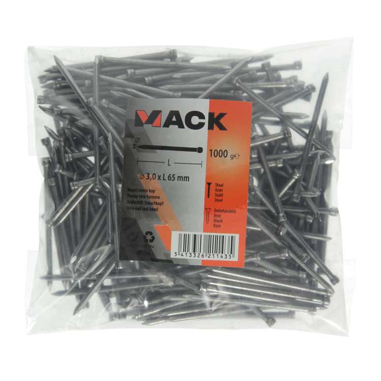 Mack 1020056 - clou tête ronde 1000 gr 3,0 x 65 mm | 10 pièces