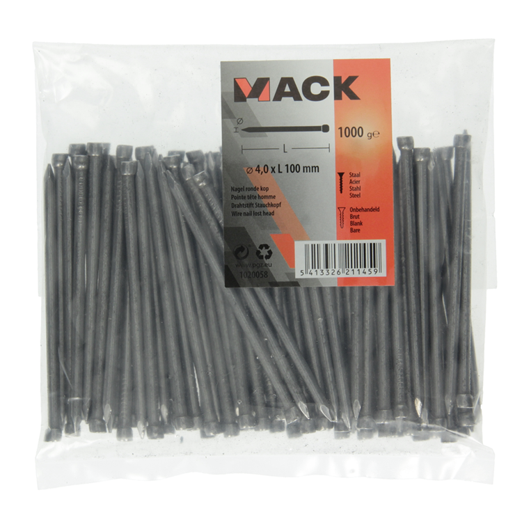 Mack 1020058 - clou tête ronde 1000 gr 4,0 x 100 mm | 10 pièces
