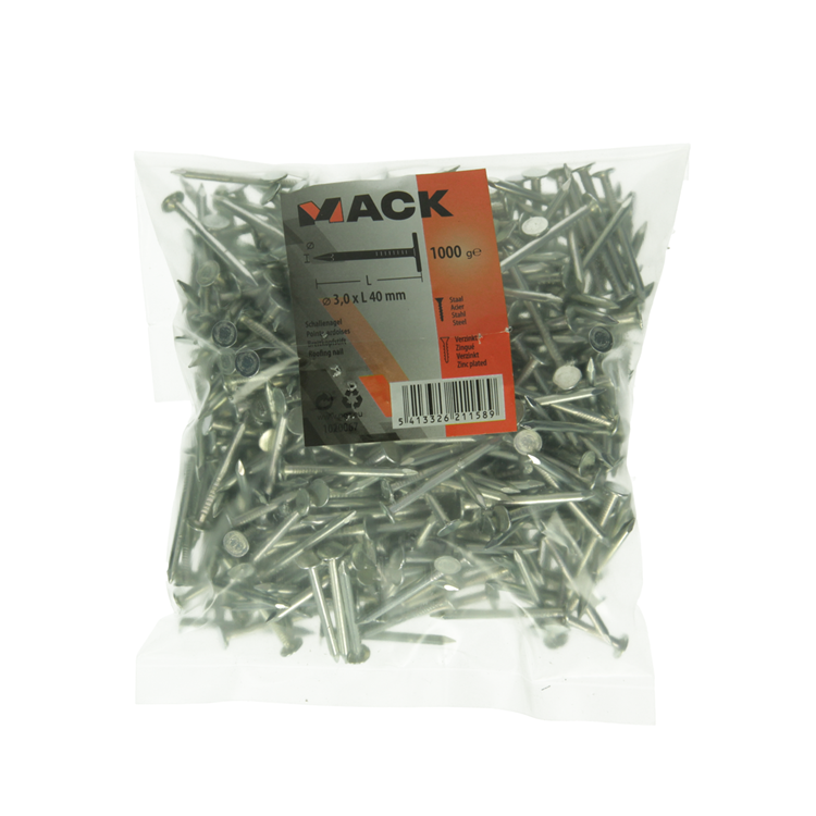 Mack 1020067 - clou de schiste galvanisé 1000 gr 3,0 x 40 mm | 10 pièces
