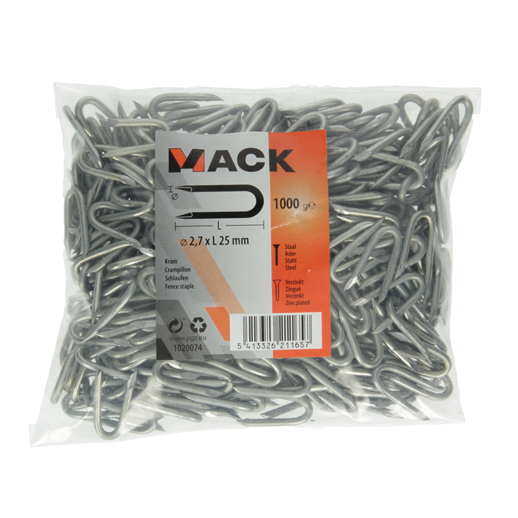 Mack 1020074 - agrafe galvanisée 1000 gr 2,7 x 25 mm | 10 pièces