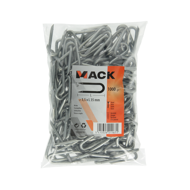 Mack 1020076 - agrafe galvanisée 1000 gr 3,5 x 35 mm | 10 pièces