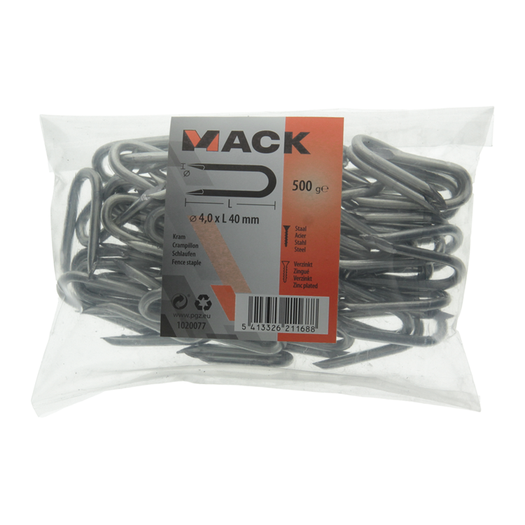 Mack 1020077 - agrafe galvanisée 500gr 4.0x40mm | 10 pièces