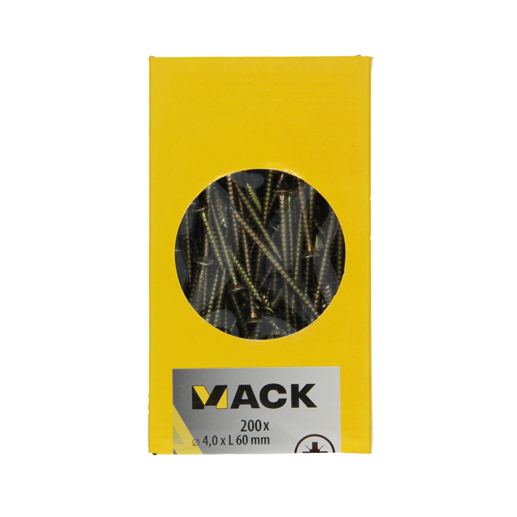 Mack 1020097 - vis pour panneaux d'aggloméré avec tête jaune vz 200 pcs 4,0 x 60 mm | 2 pièces