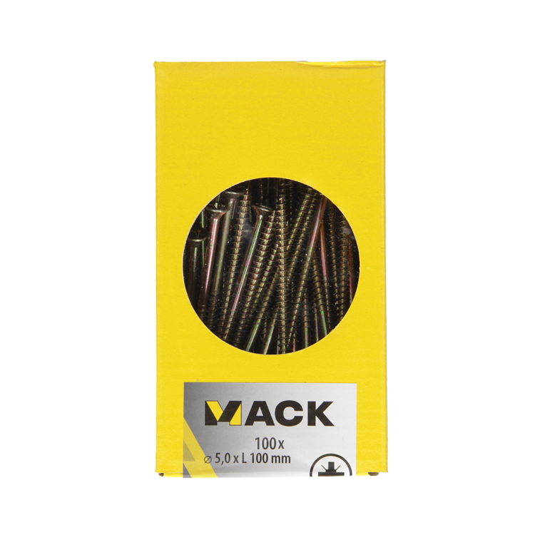 Mack 1020120 - vis pour panneaux d'aggloméré avec tête jaune avec 100 pièces 5,0 x 100 mm | 2 pièces