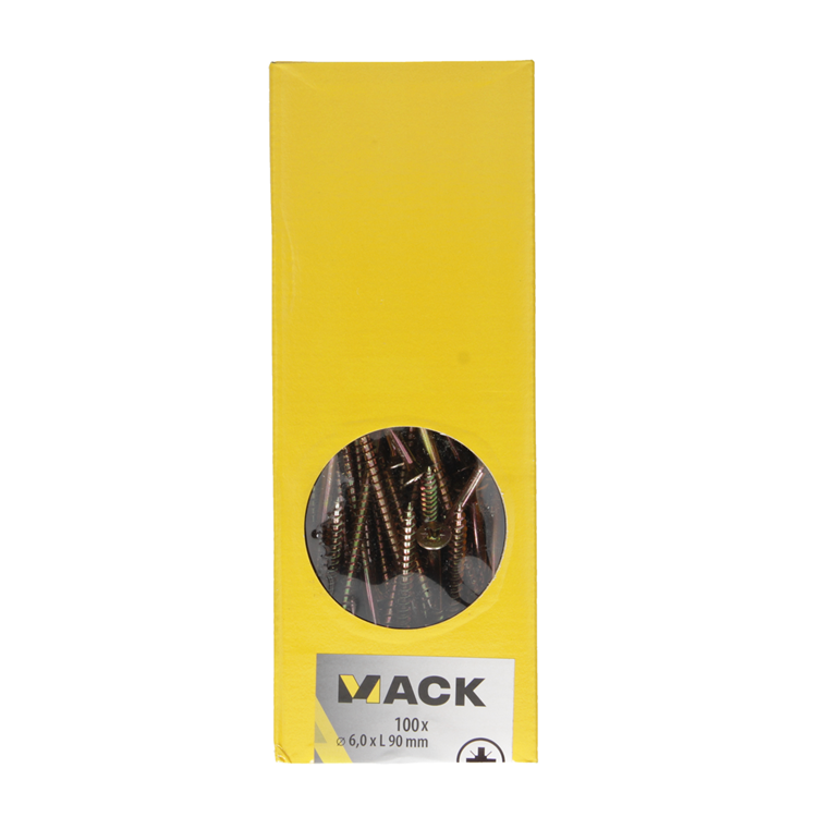 Mack 1020126 - vis pour panneaux d'aggloméré avec tête jaune avec 100 pièces 6,0 x 90 mm | 1 pièce