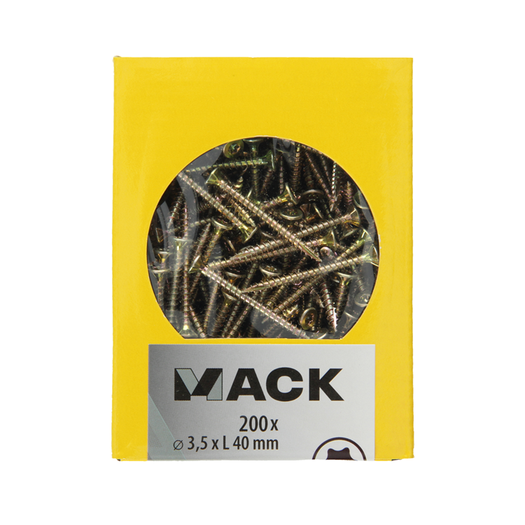Mack 1020133 - vis pour panneaux d'aggloméré vz kp-autotaraudeusegvz 200pcs 3,5 x 40 mm | 5 pièces