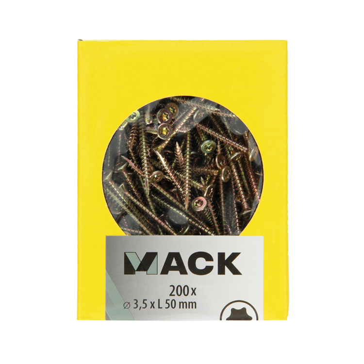 Mack 1020134 - vis pour panneaux d'aggloméré vz kp-self-lockinggvz 200pcs 3,5 x 50 mm | 5 pièces