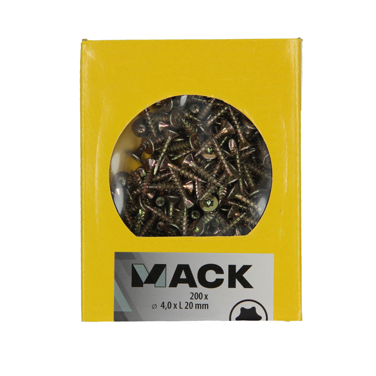 Mack 1020135 - vis pour panneaux d'aggloméré vz kp-self-lockinggvz 200pcs 4,0 x 20 mm | 5 pièces