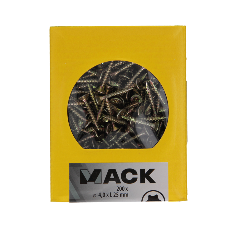 Mack 1020136 - vis pour panneaux d'aggloméré vz kp-autotaraudeusegvz 200pcs 4,0 x 25 mm | 5 pièces