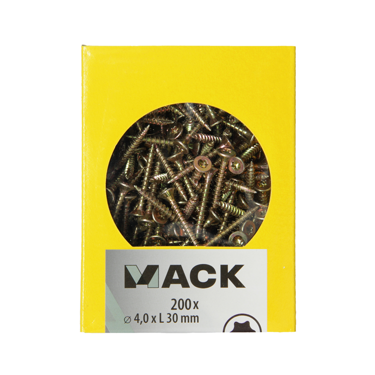 Mack 1020137 - vis pour panneaux d'aggloméré vz kp-self-lockinggvz 200pcs 4,0 x 30 mm | 5 pièces