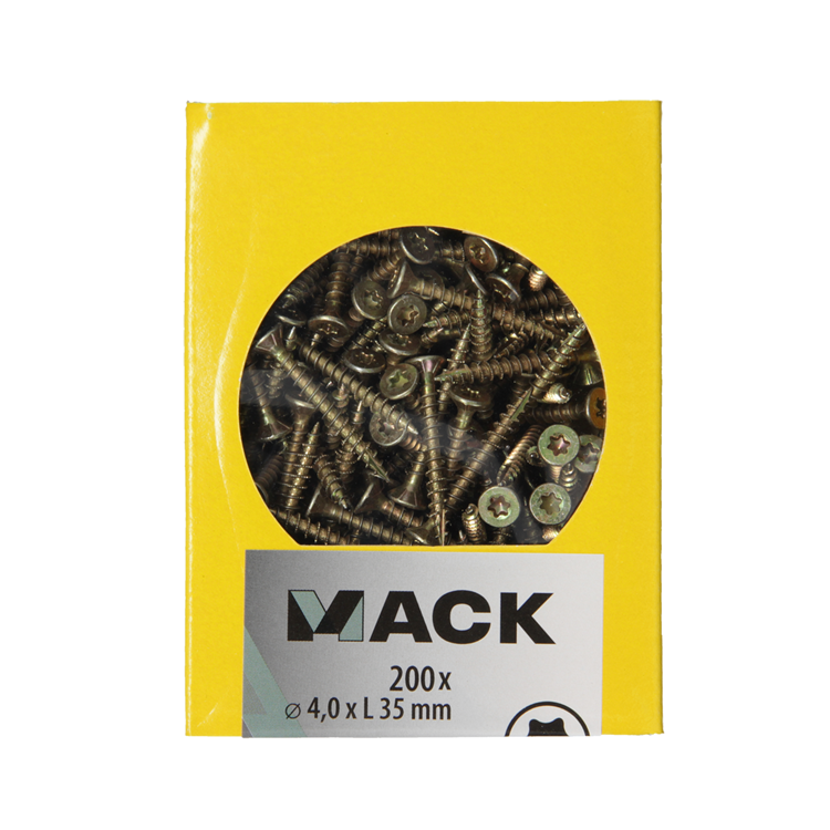 Mack 1020138 - vis pour panneaux d'aggloméré vz kp-autotaraudeusegvz 200pcs 4,0 x 35 mm | 5 pièces