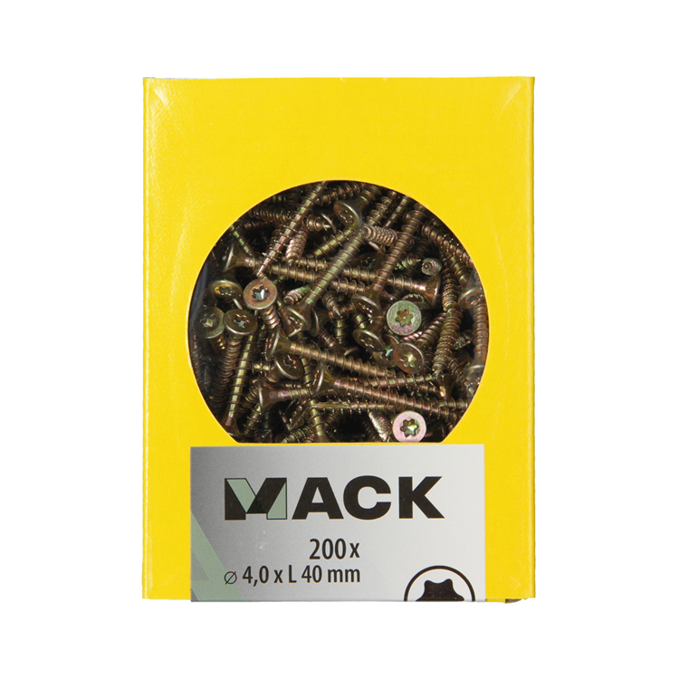 Mack 1020139 - vis pour panneaux d'aggloméré vz kp-autotaraudeusegvz 200pcs 4,0 x 40 mm | 5 pièces