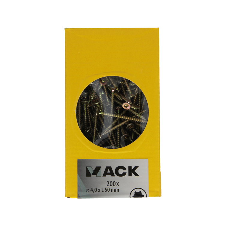 Mack 1020141 - vis pour panneaux d'aggloméré vz kp-self-lockinggvz 200pcs 4,0 x 50 mm | 3 pièces